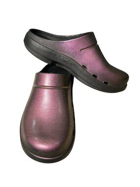 OOFOS Women's Iridescent Purple Recovery Clogs Sz 11 Slip-On Lightweight Comfort